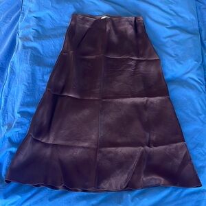 Aritzia Babaton satin slip midi skirt in espresso brown, size 2